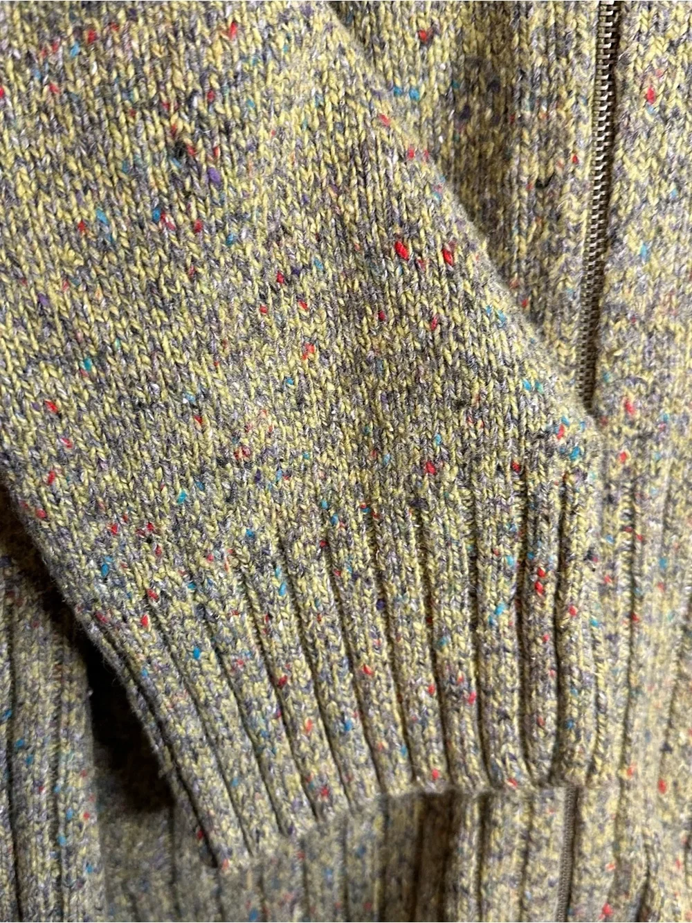 Evan Picone Olive Green Flecked Zip-Front Women's Cardigan